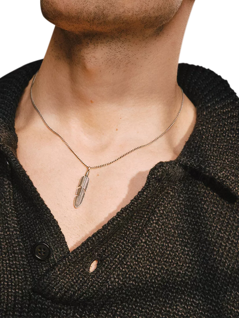 Serge DeNimes sterling silver feather pendant necklace - British product