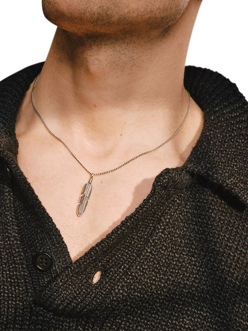 Serge DeNimes sterling silver feather pendant necklace - British product