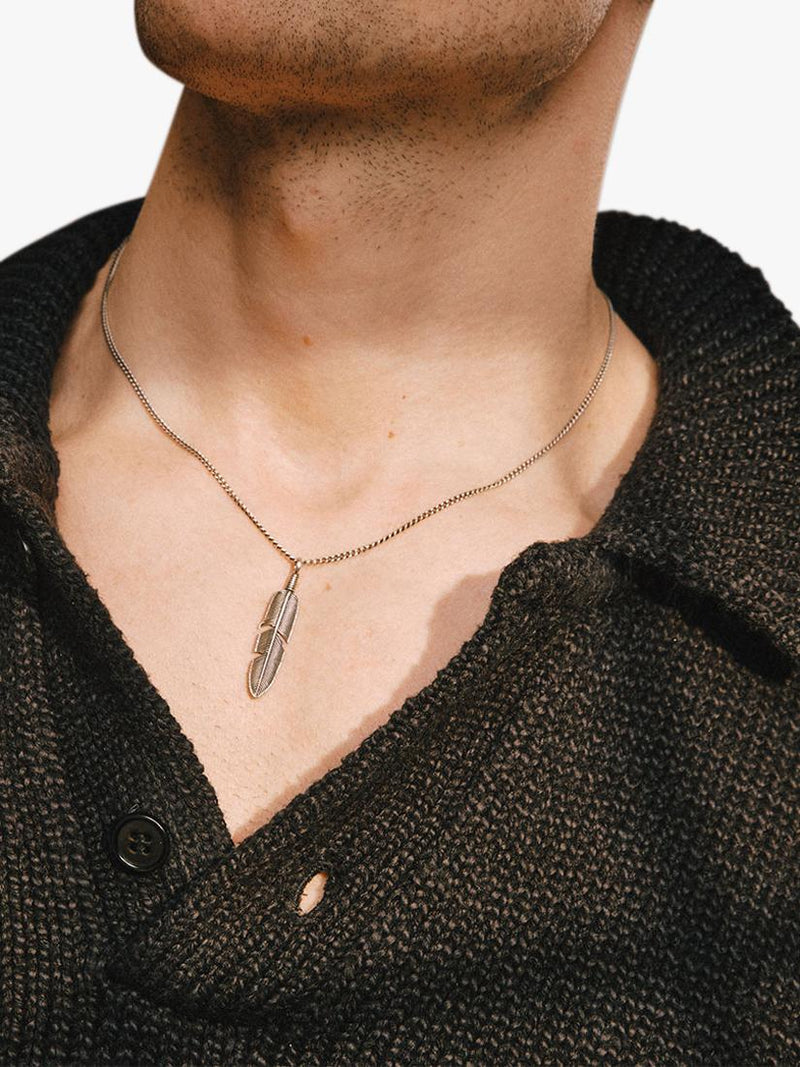 Serge DeNimes sterling silver feather pendant necklace - British product
