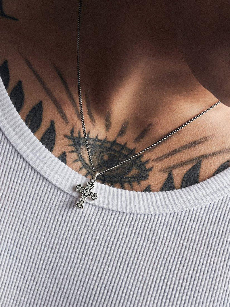 Serge DeNimes gothic cross pendant 20mm sterling silver necklace, UK version