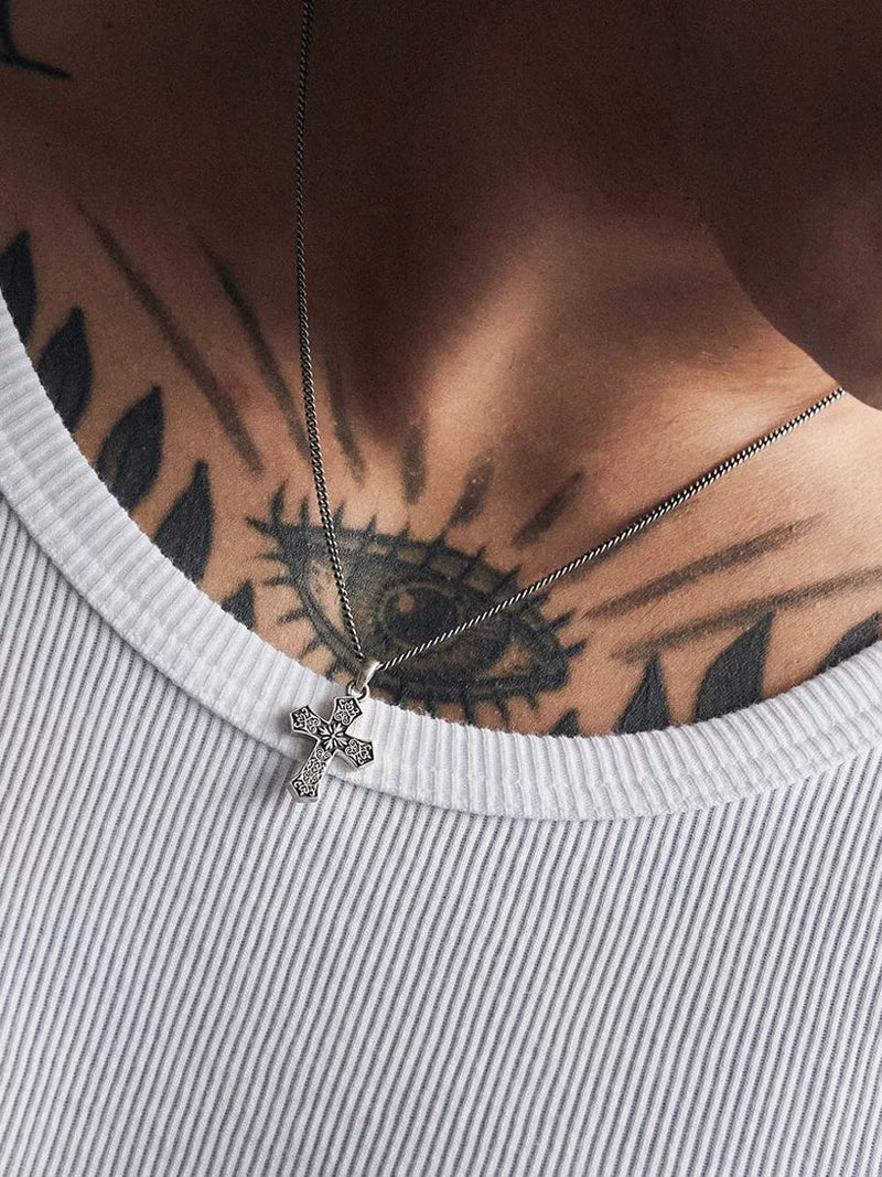 Serge DeNimes gothic cross pendant 20mm sterling silver necklace, UK version
