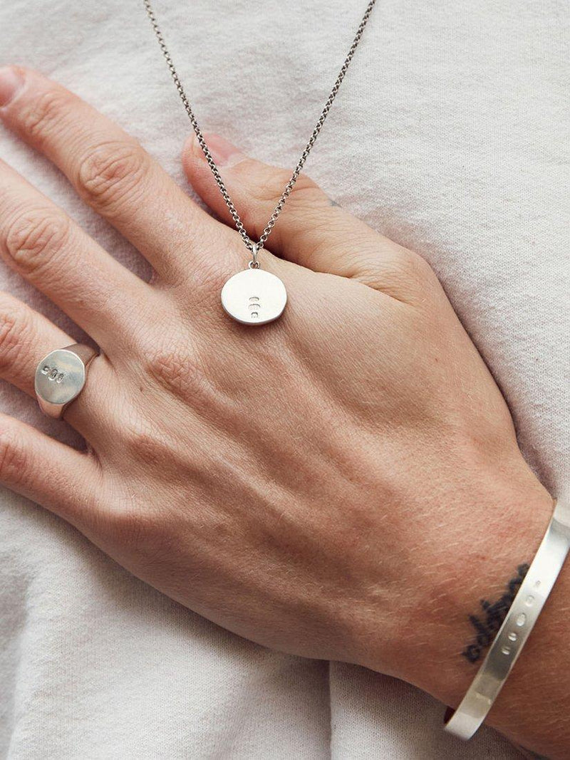Serge DeNimes sterling silver minimal hallmark necklace, UK version