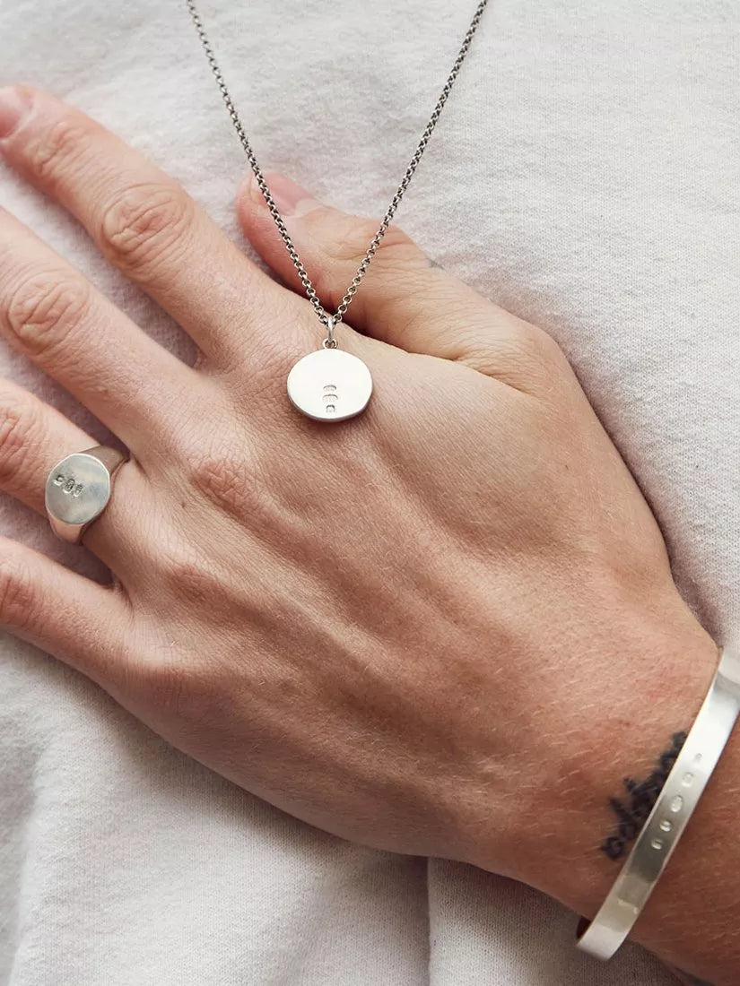Serge DeNimes sterling silver minimal hallmark necklace, UK version