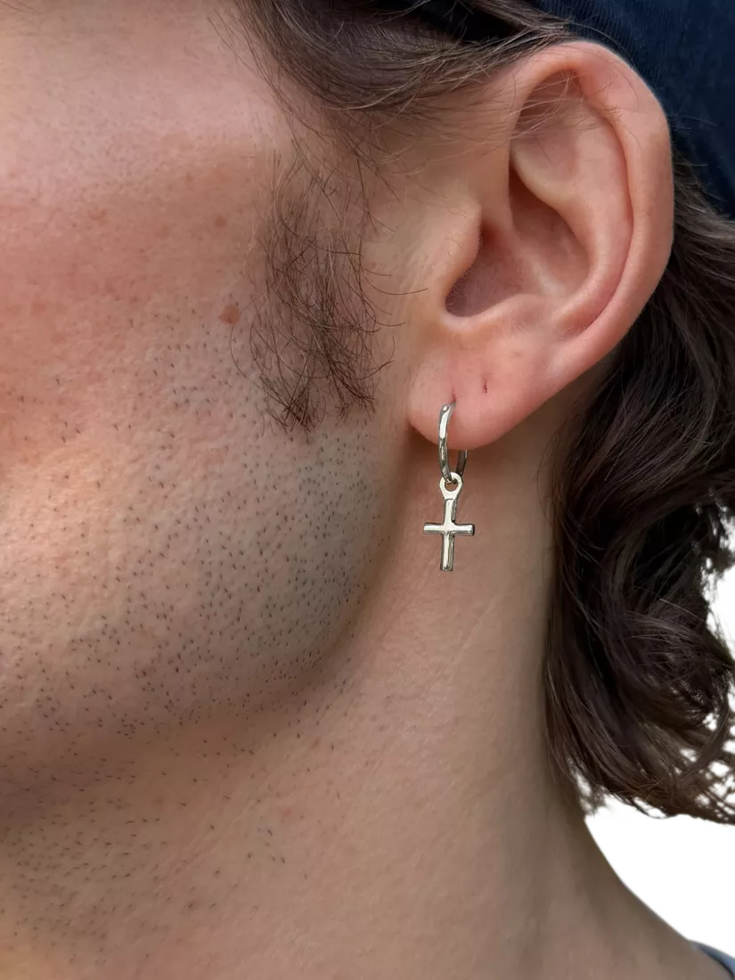 Serge DeNimes sterling silver cross drop earring (British brand)