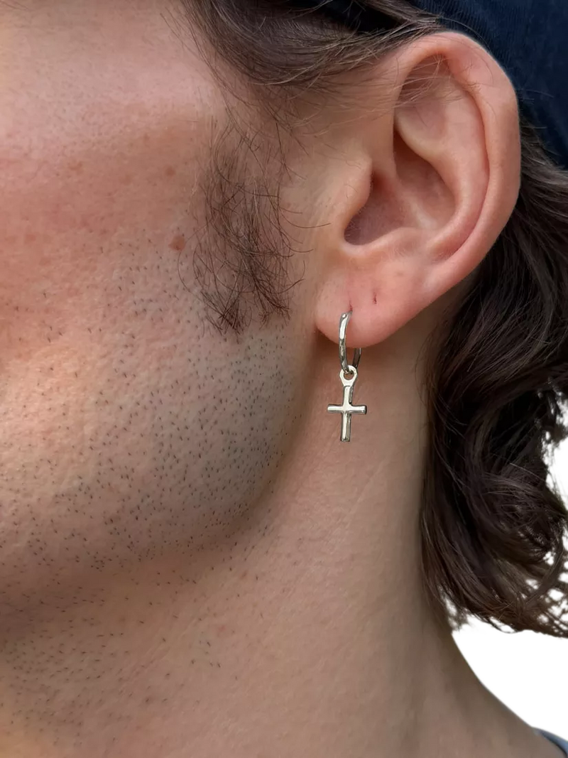 Serge DeNimes sterling silver cross drop earring (British brand)