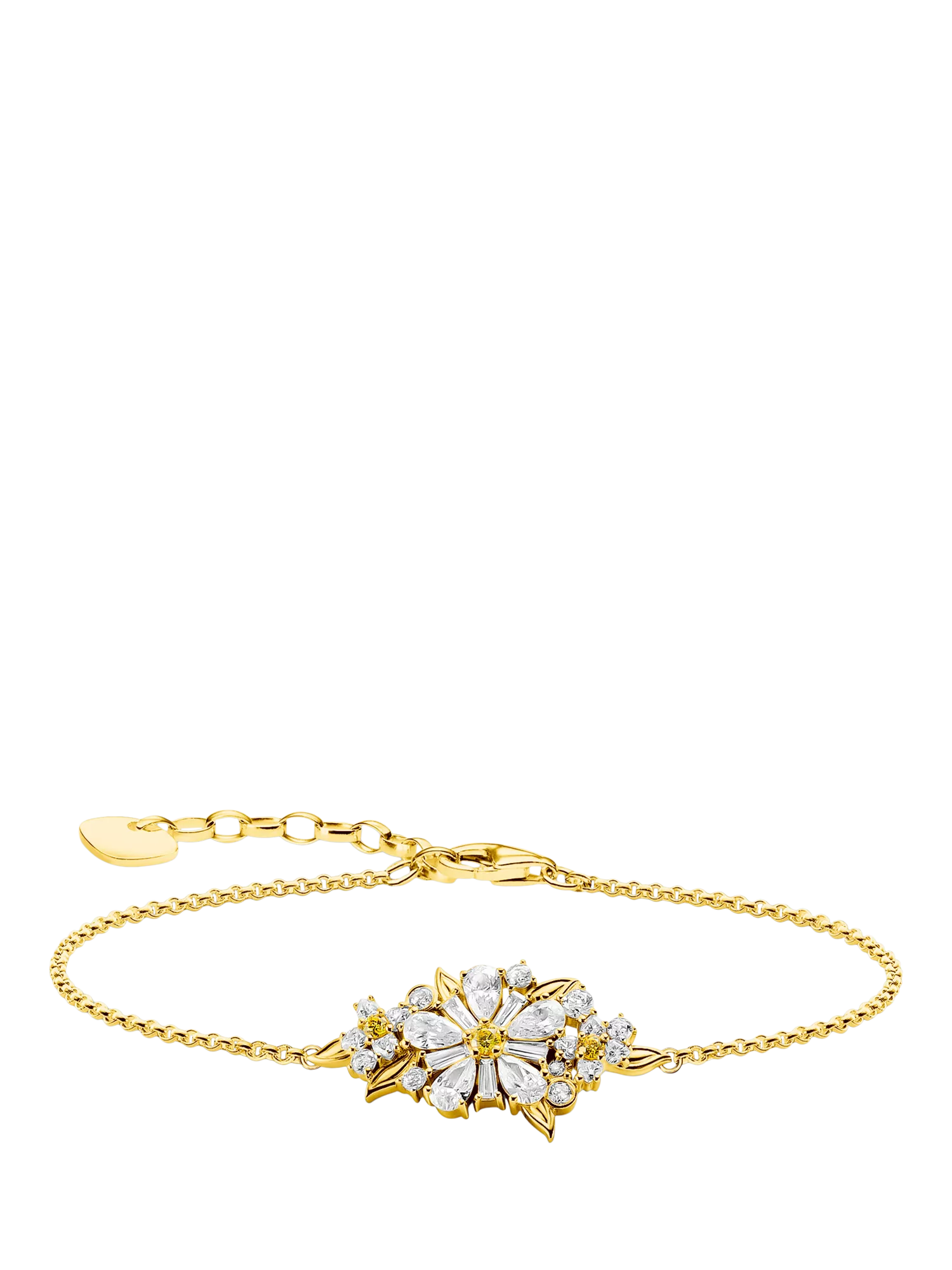 THOMAS SABO crystal flower bracelet gold plated cubic zirconia, UK version