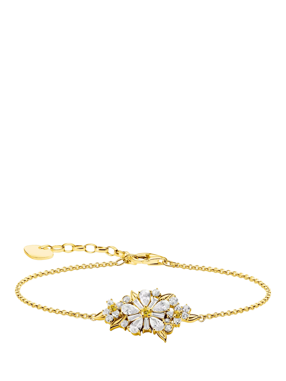 THOMAS SABO crystal flower bracelet gold plated cubic zirconia, UK version
