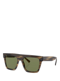 Giorgio Armani square sunglasses striped brown green acetate frame - British product
