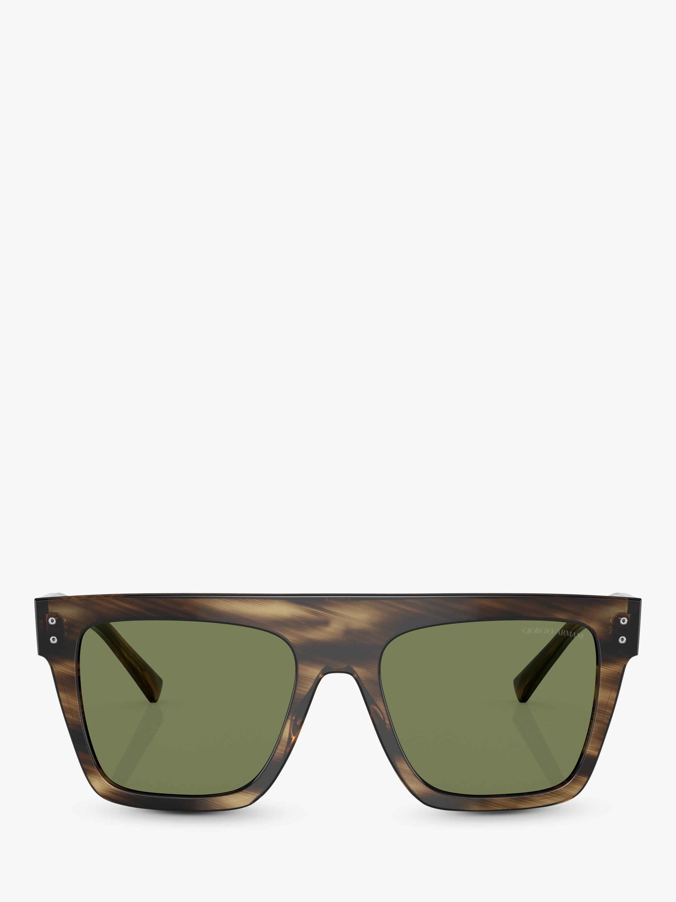 Giorgio Armani square sunglasses striped brown green acetate frame - British product