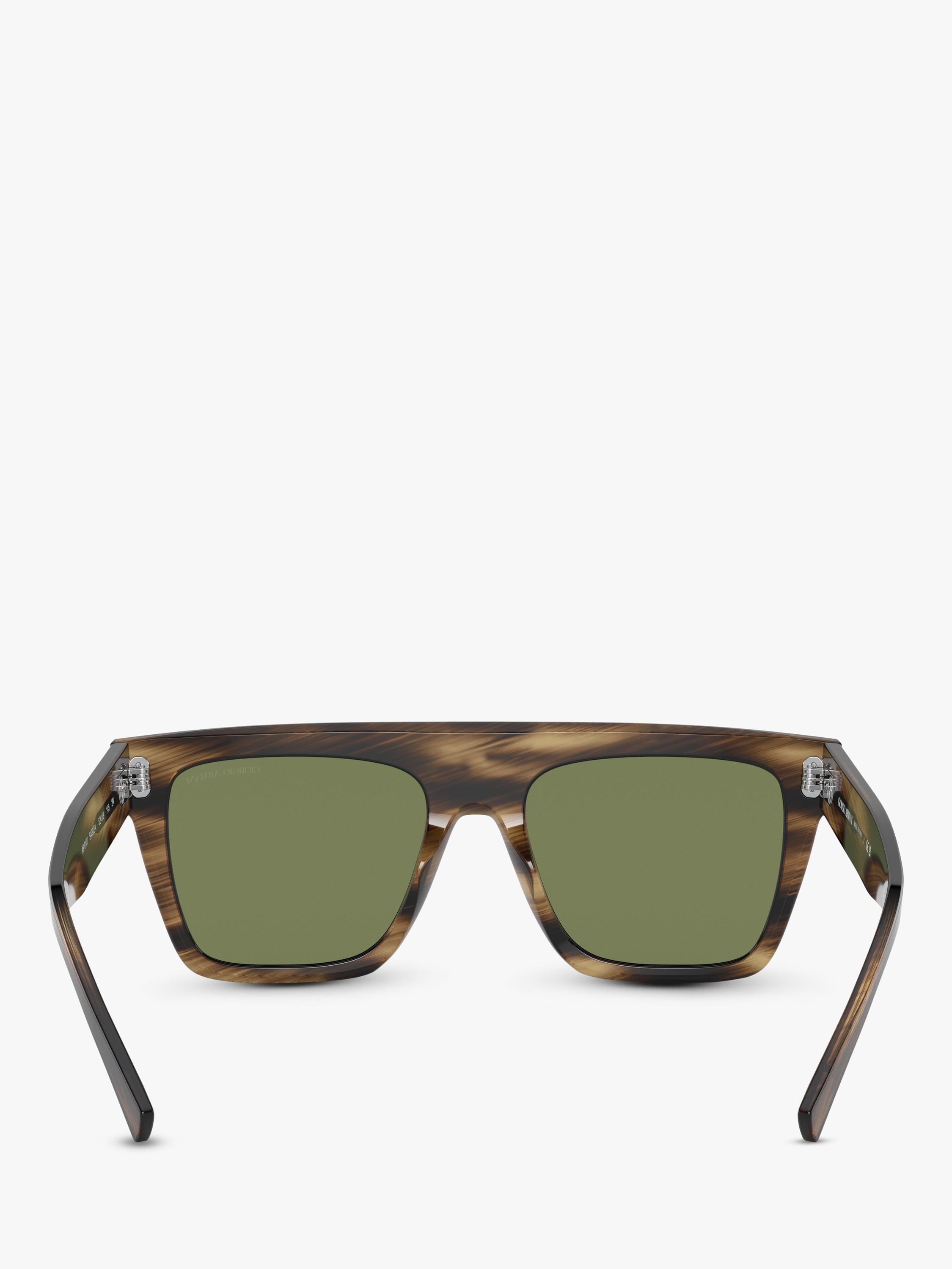 Giorgio Armani square sunglasses striped brown green acetate frame - British product