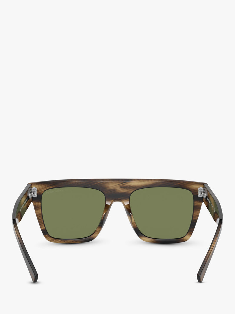 Giorgio Armani square sunglasses striped brown green acetate frame - British product