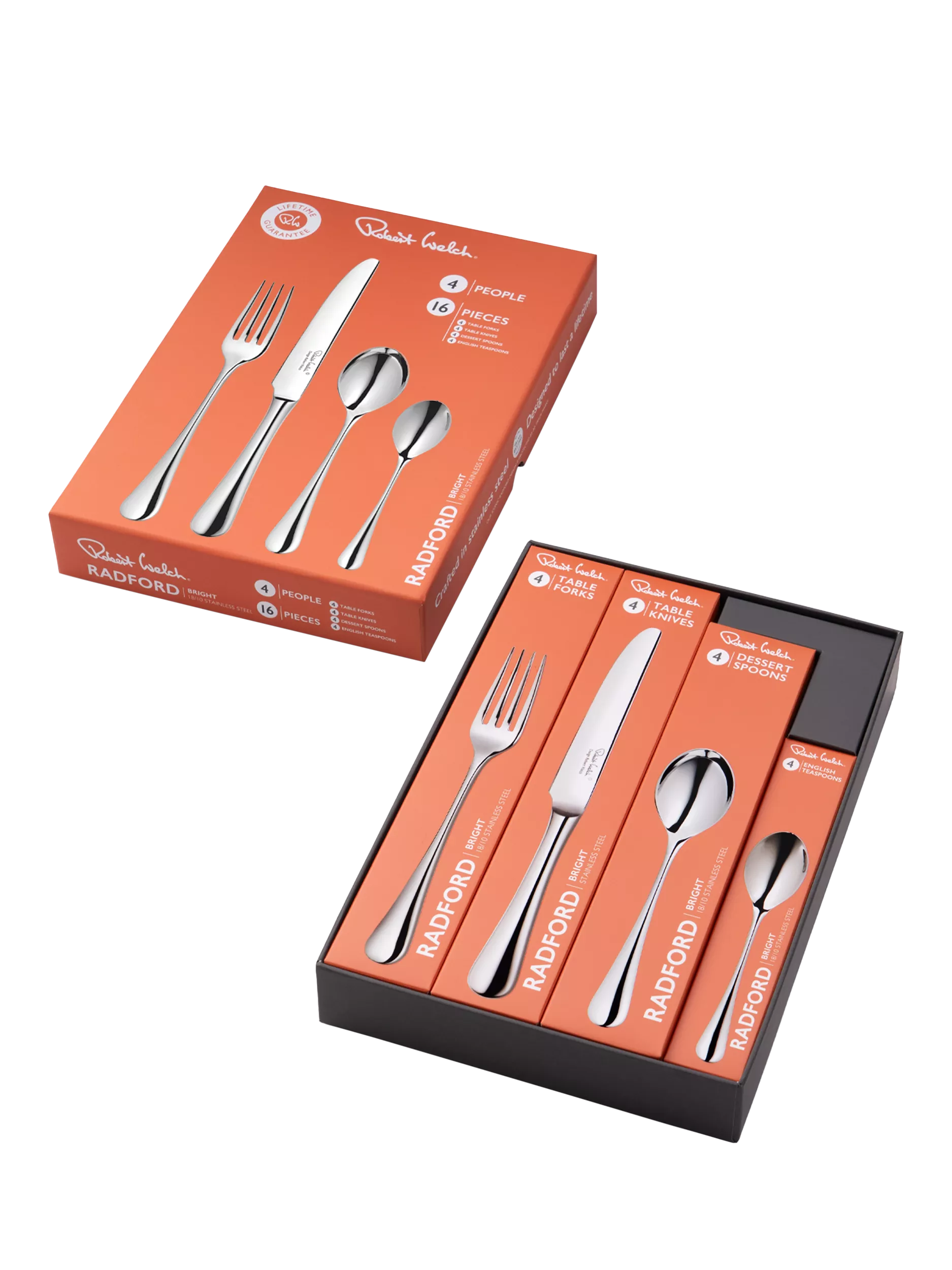 Robert Welch Radford Bright stainless steel cutlery set 16-piece (British brand)