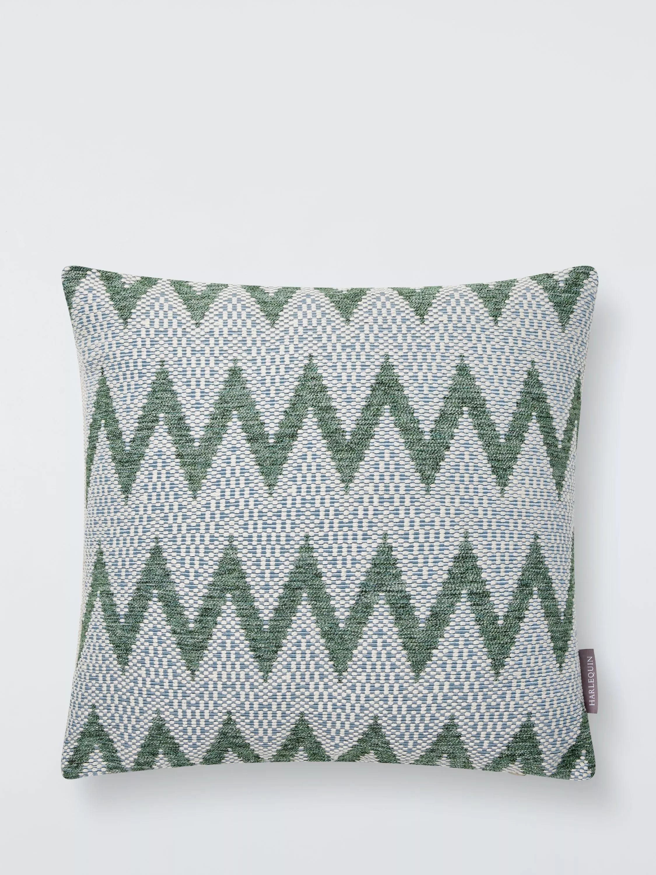 Harlequin Pine Green Zig-Zag cushion 43cm, imported from the UK