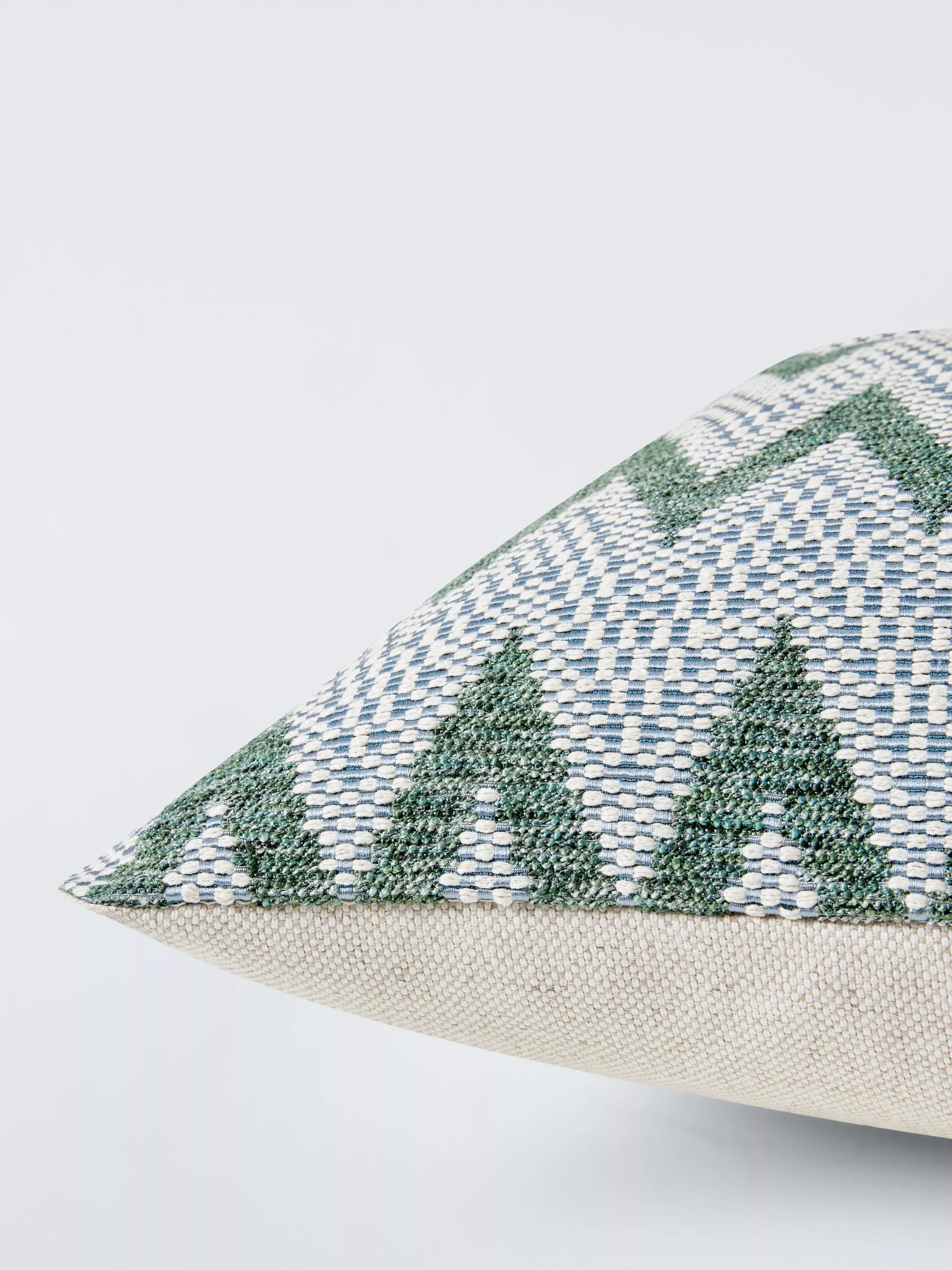 Harlequin Pine Green Zig-Zag cushion 43cm, imported from the UK