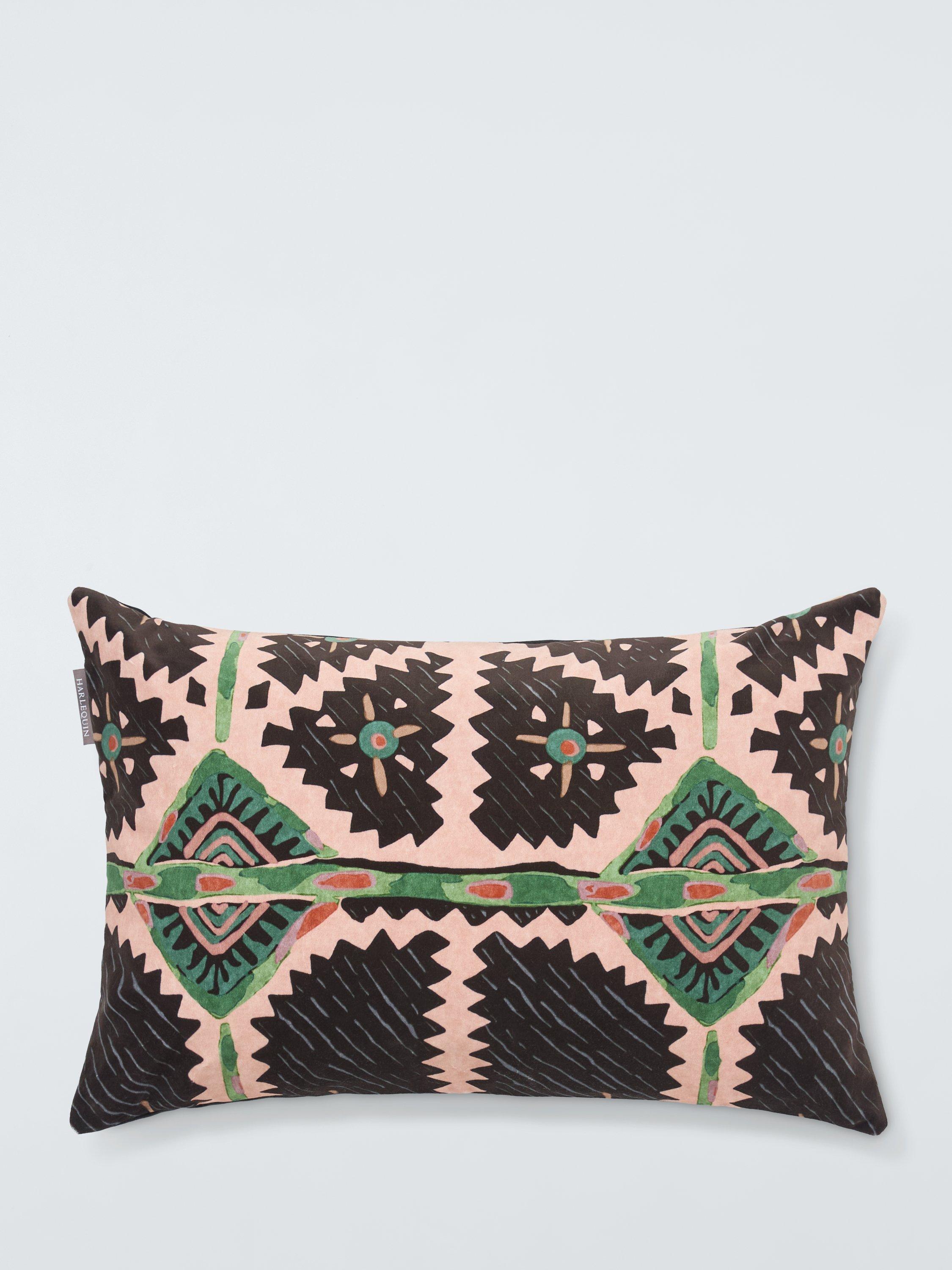 Harlequin Brocha abstract cushion in forest and midnight (British brand)