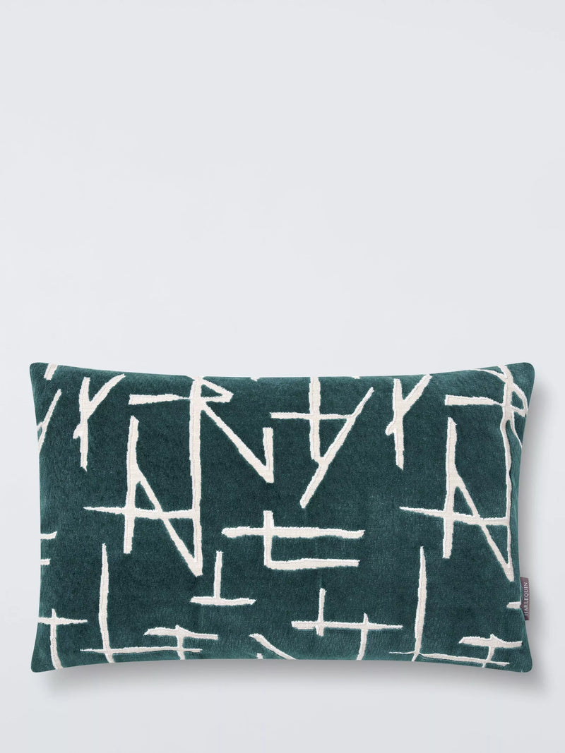 Harlequin navy velvet cushion with abstract design - British product