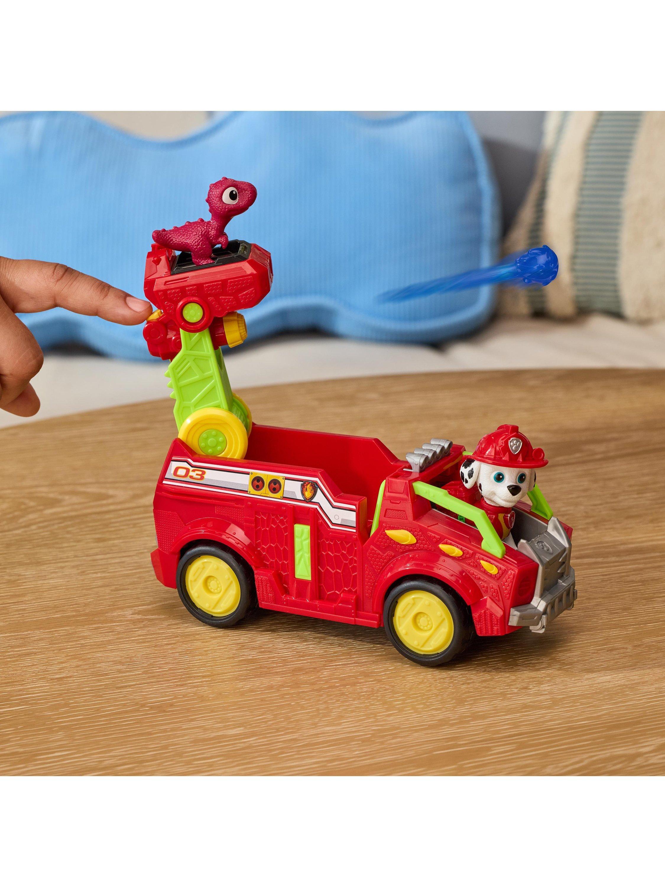 Paw Patrol Dino Rescue Firetruck toy with Marshall figure, imported from the UK