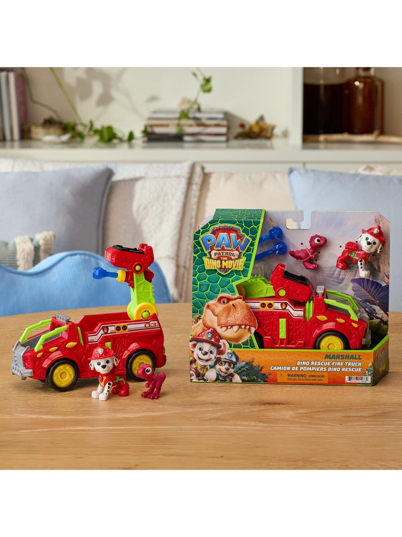 Paw Patrol Dino Rescue Firetruck toy with Marshall figure, imported from the UK