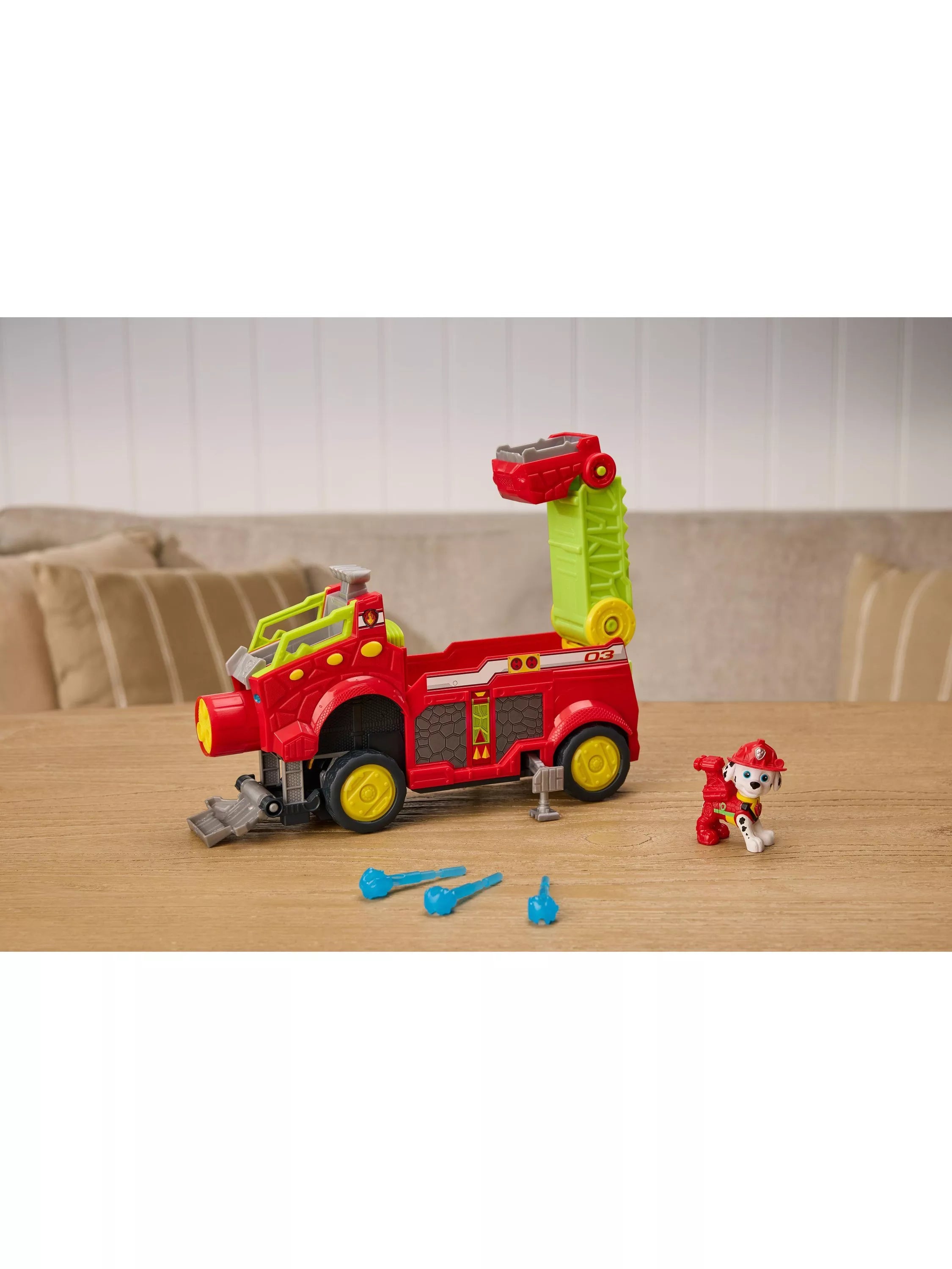Paw Patrol Dino Rescue firetruck with Marshall figure (British brand)