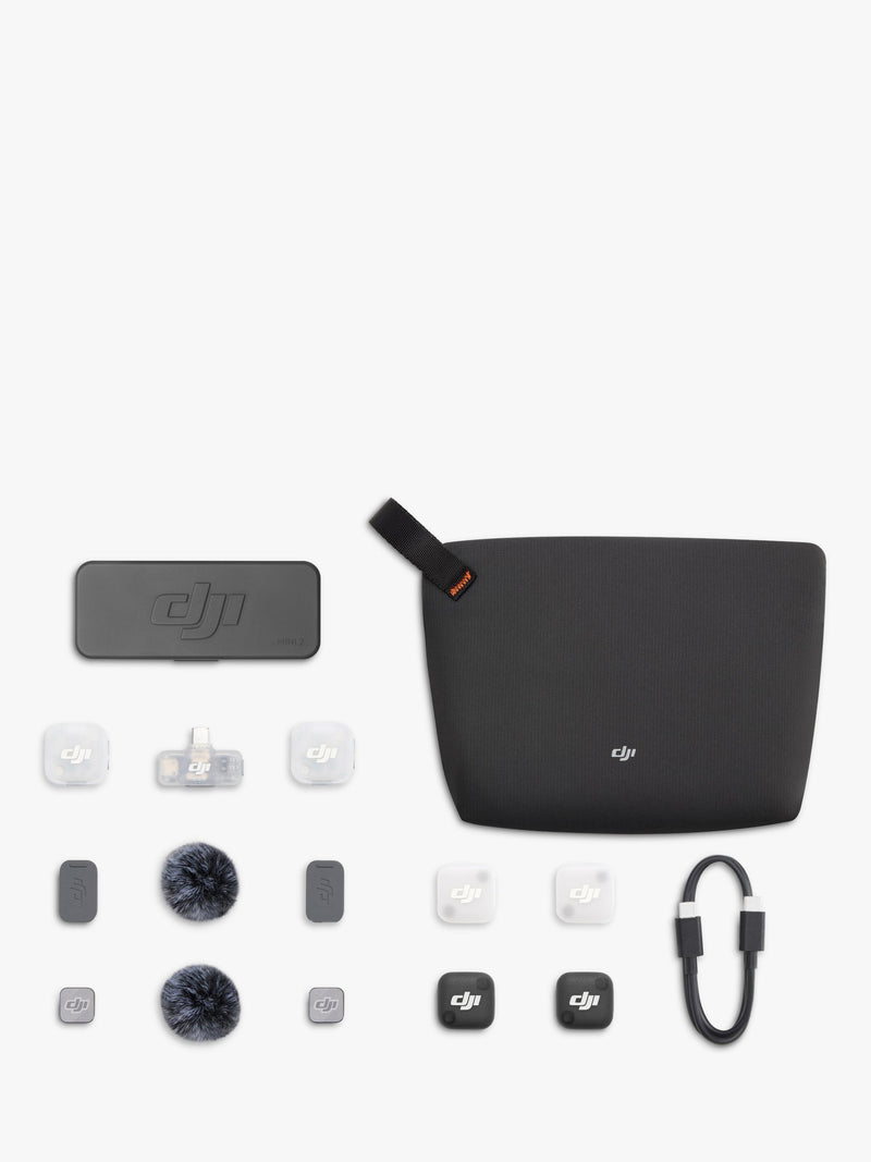 DJI Mic Mini 2 wireless microphone with two transmitters and mobile receiver, imported from the UK