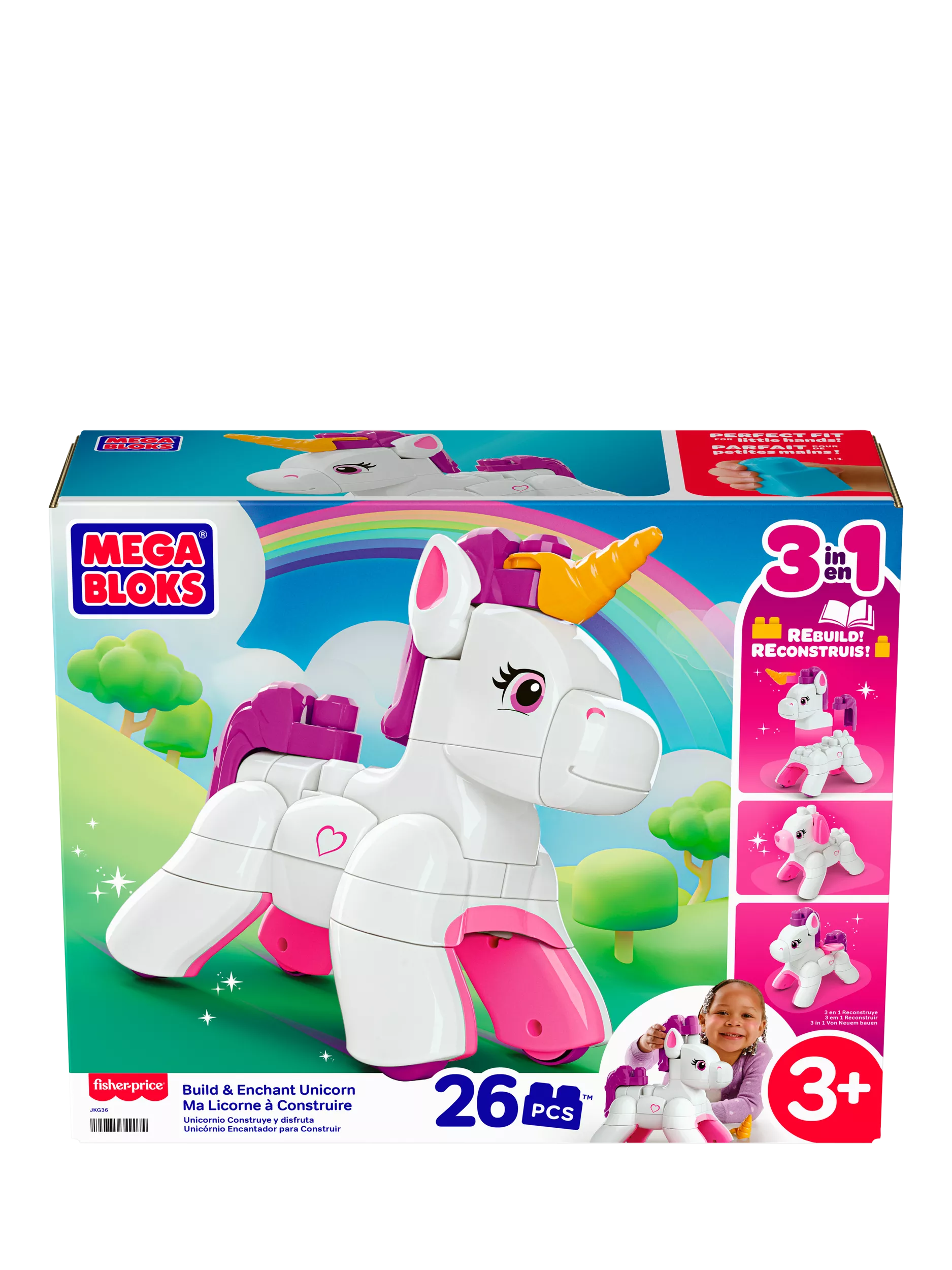 Mega Bloks Build & Enchant Unicorn 3-in-1 construction set 26 pieces (British brand)