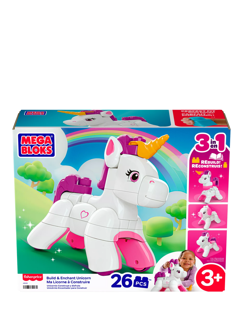 Mega Bloks Build & Enchant Unicorn 3-in-1 construction set 26 pieces (British brand)