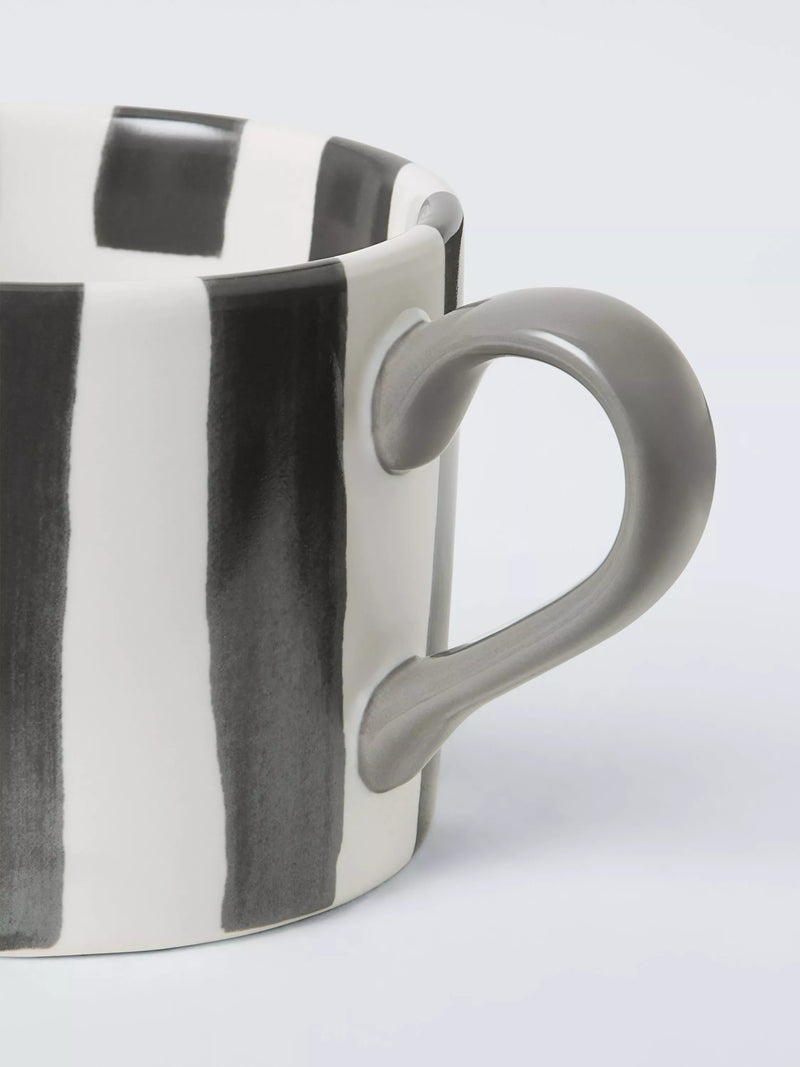 John Lewis hand painted stripe stoneware mug 350ml grey - British product