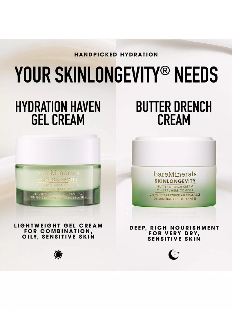 bareMinerals Skinlongevity Hydration Haven gel cream 50g, imported from the UK