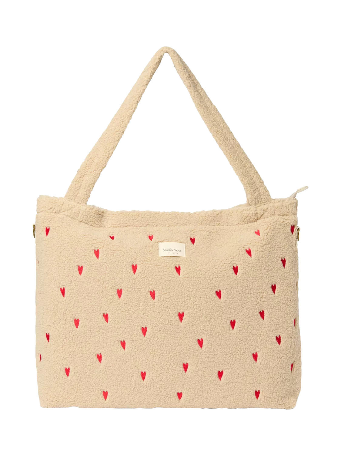 Studio Noos Hearts Boucle changing bag ecru, imported from the UK
