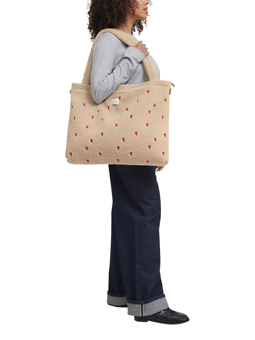 Studio Noos Hearts Boucle changing bag ecru, imported from the UK