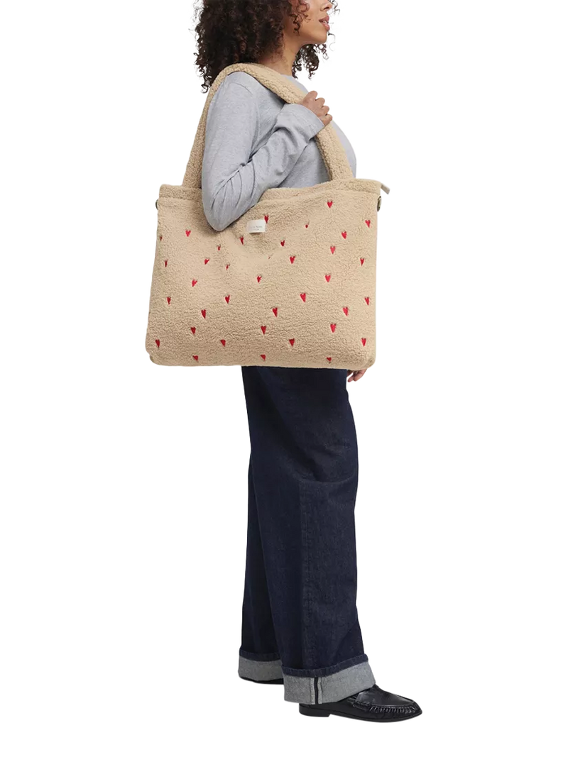 Studio Noos Hearts Boucle changing bag ecru, imported from the UK