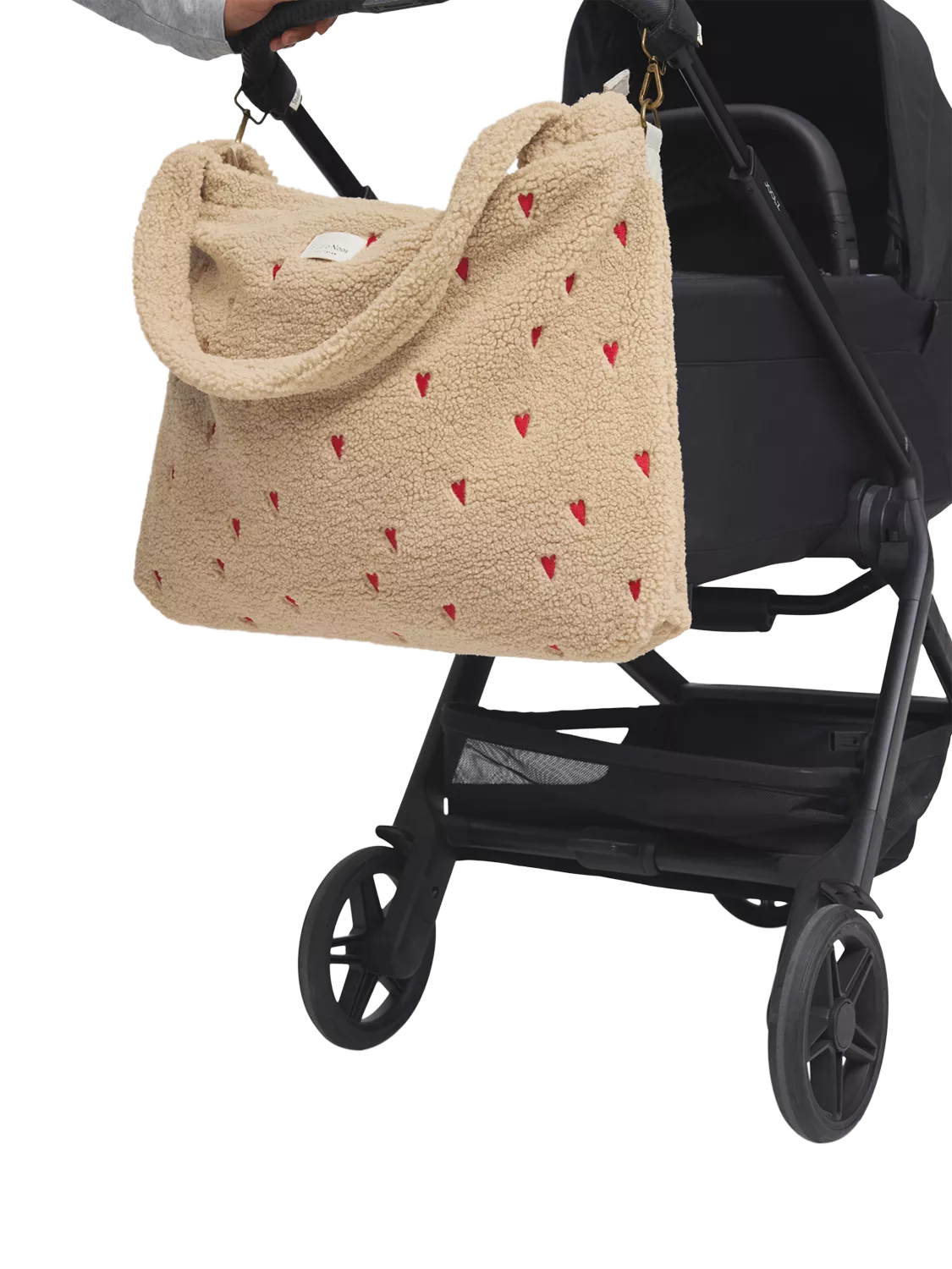 Studio Noos Hearts Boucle changing bag ecru, imported from the UK