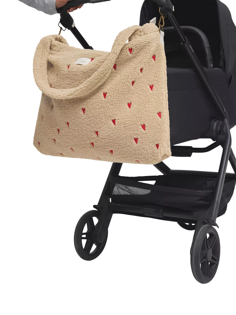 Studio Noos Hearts Boucle changing bag ecru, imported from the UK