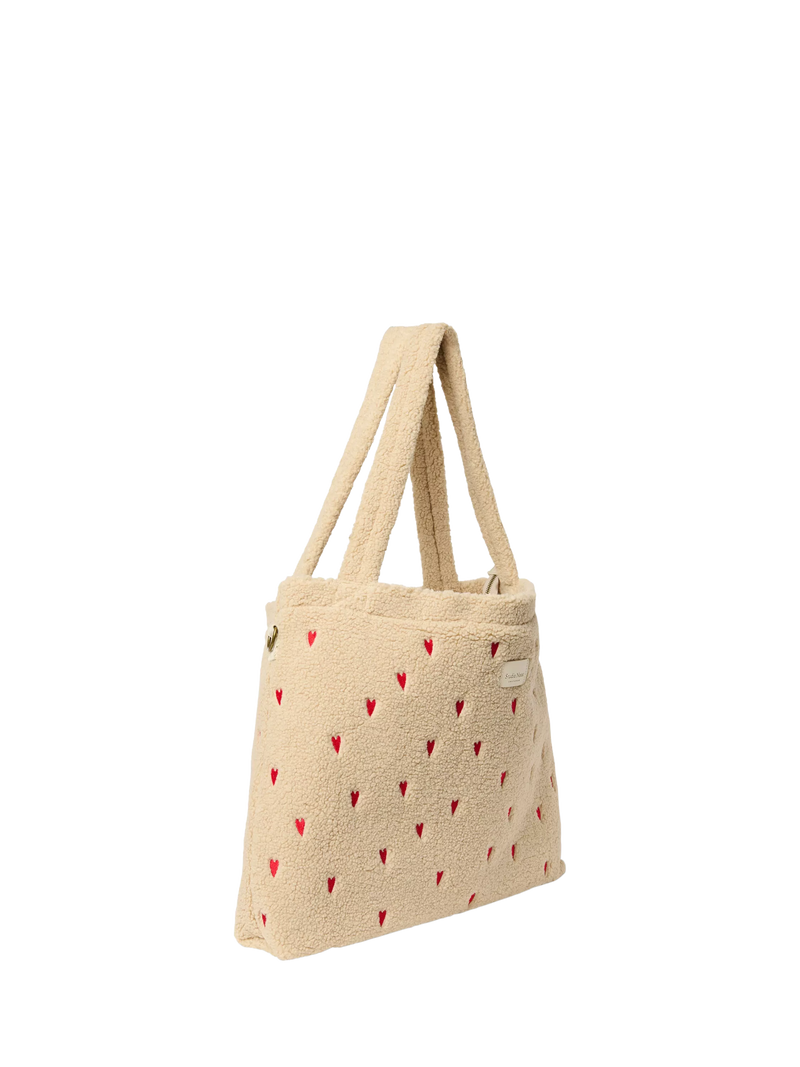 Studio Noos Hearts Boucle changing bag ecru, imported from the UK