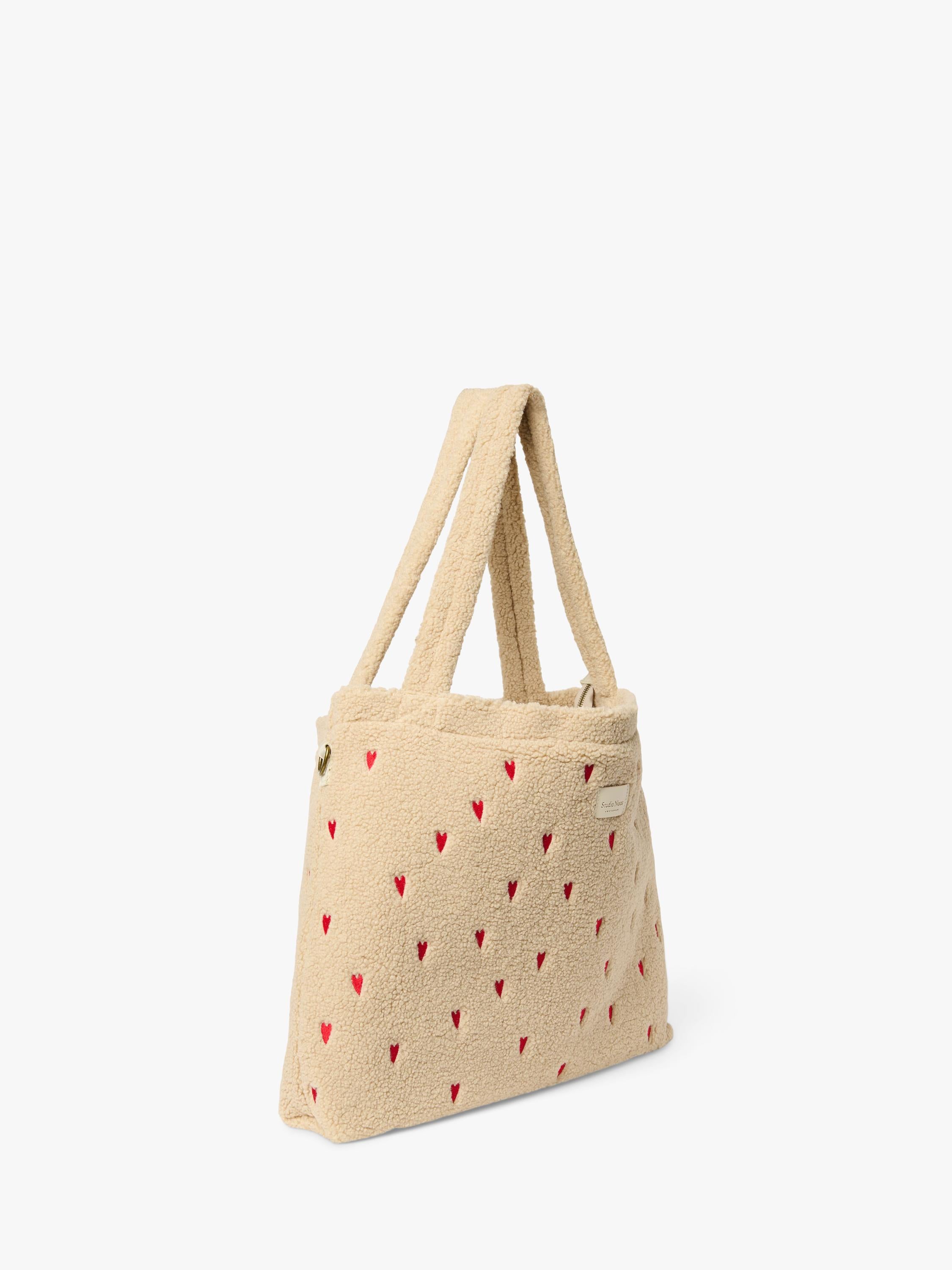 Studio Noos Hearts Boucle changing bag ecru, imported from the UK