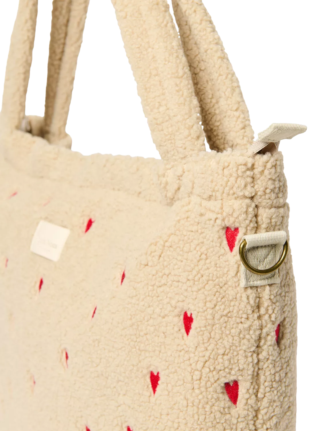 Studio Noos Hearts Boucle changing bag ecru, imported from the UK