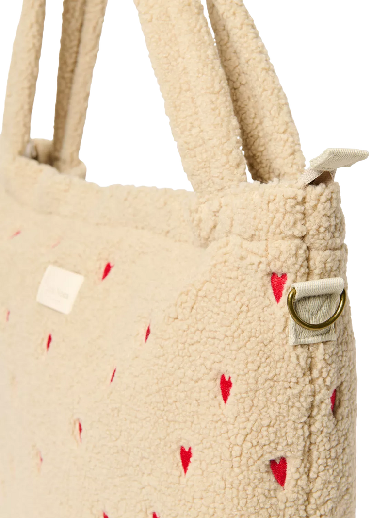 Studio Noos Hearts Boucle changing bag ecru, imported from the UK