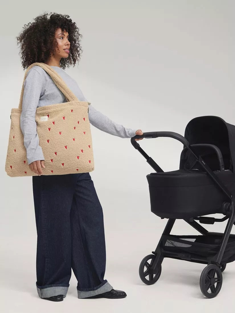 Studio Noos Hearts Boucle changing bag ecru, imported from the UK