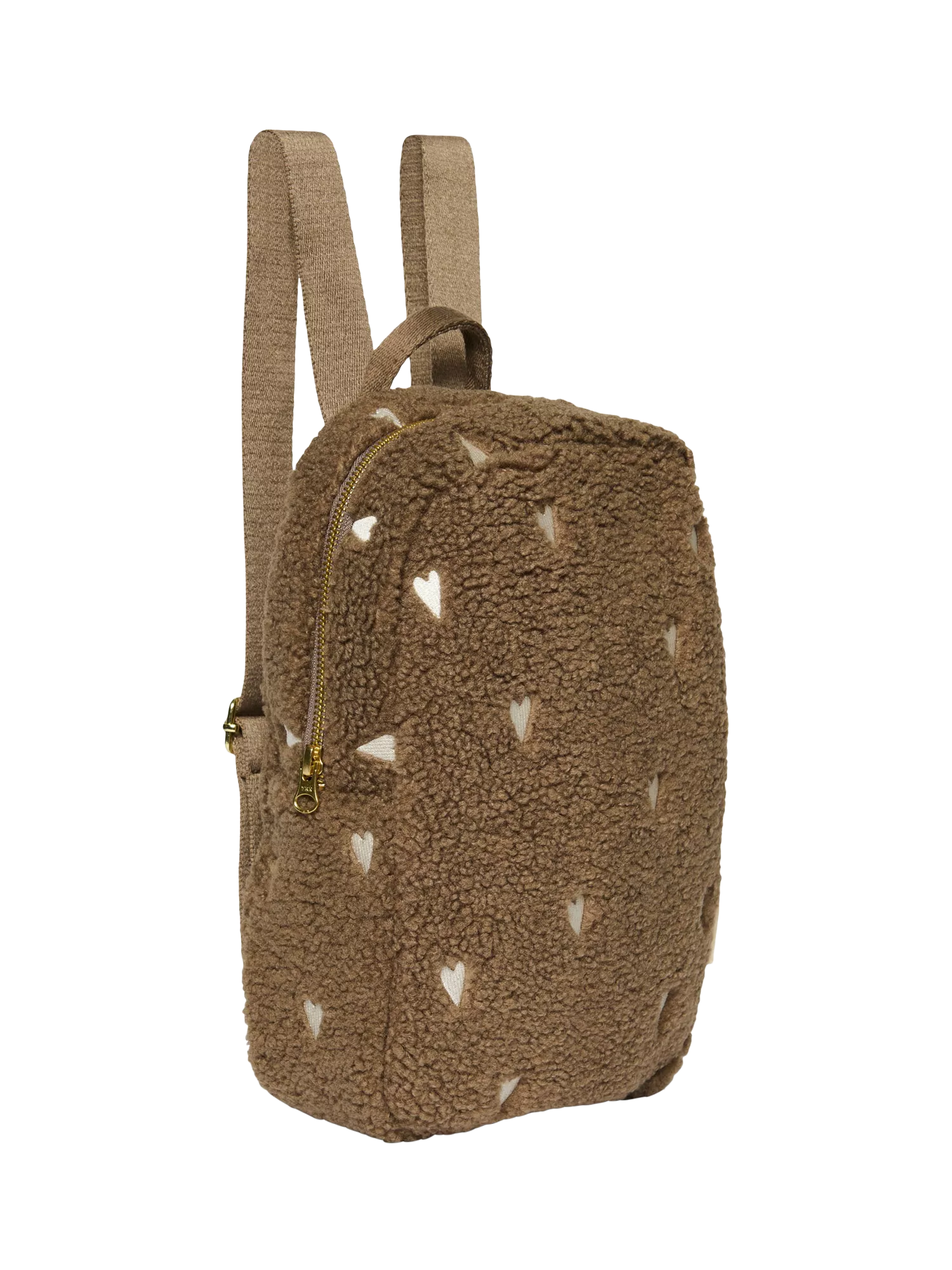Studio Noos brown hearts boucle mini backpack, imported from the UK