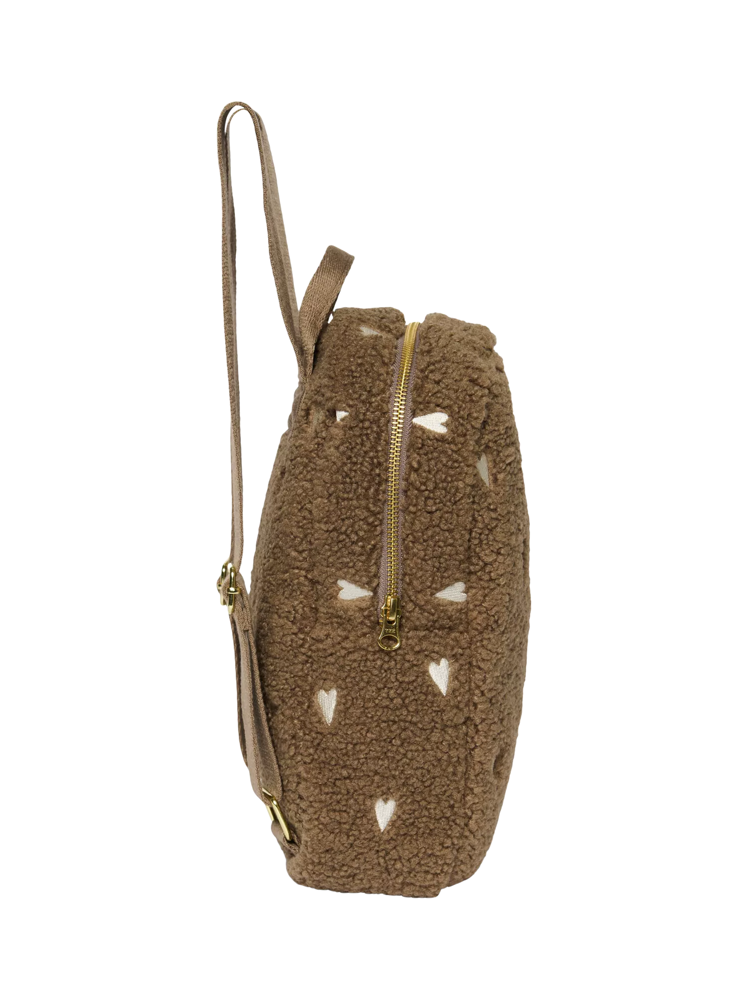 Studio Noos brown hearts boucle mini backpack, imported from the UK
