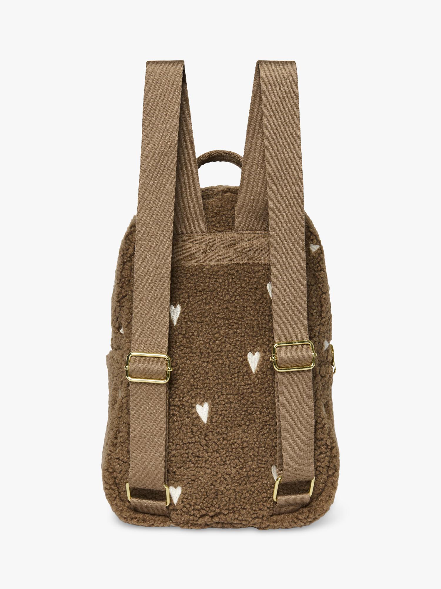 Studio Noos brown hearts boucle mini backpack, imported from the UK