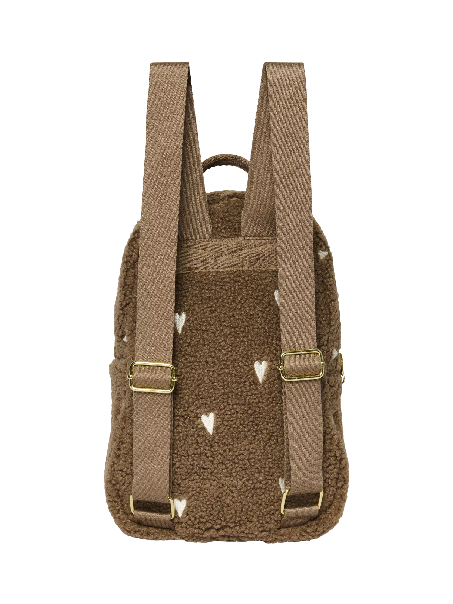 Studio Noos brown hearts boucle mini backpack, imported from the UK