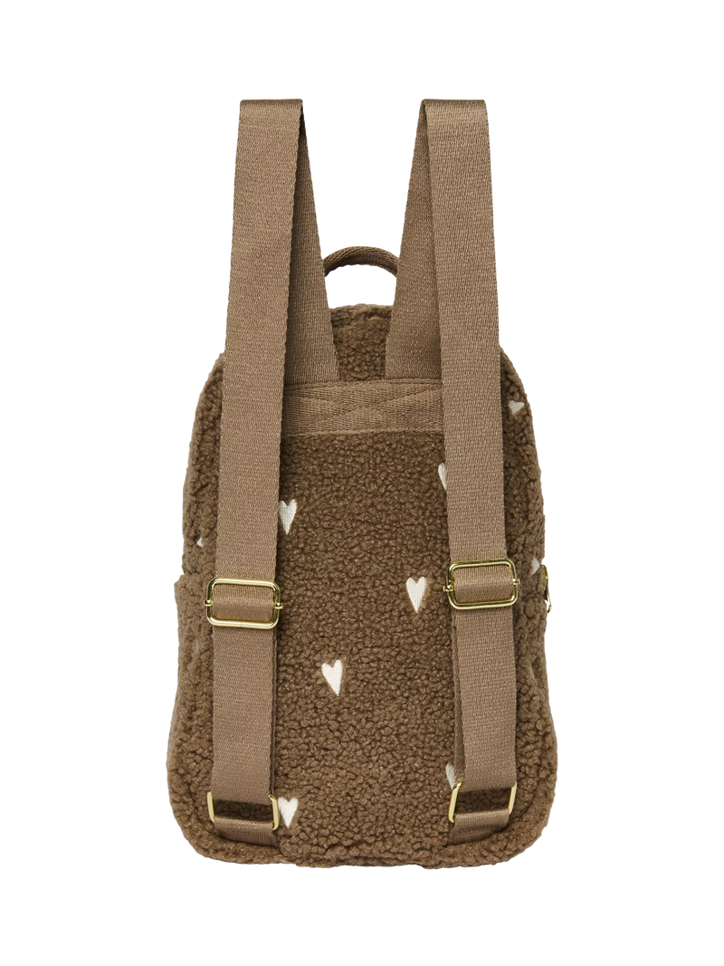 Studio Noos brown hearts boucle mini backpack, imported from the UK