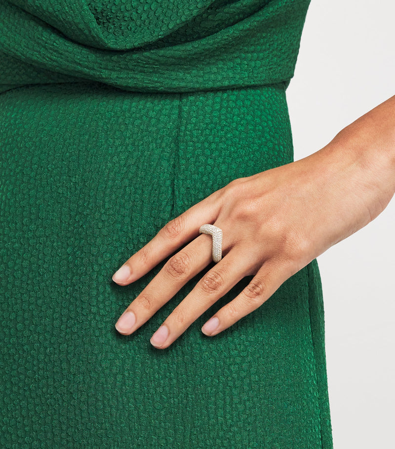 Engelbert yellow gold and diamond drop link ring - British product