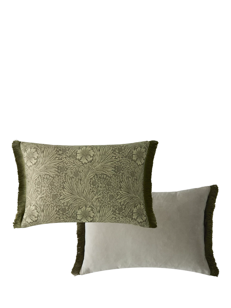 William Morris At Home marigold rectangular cushion olive, imported from the UK