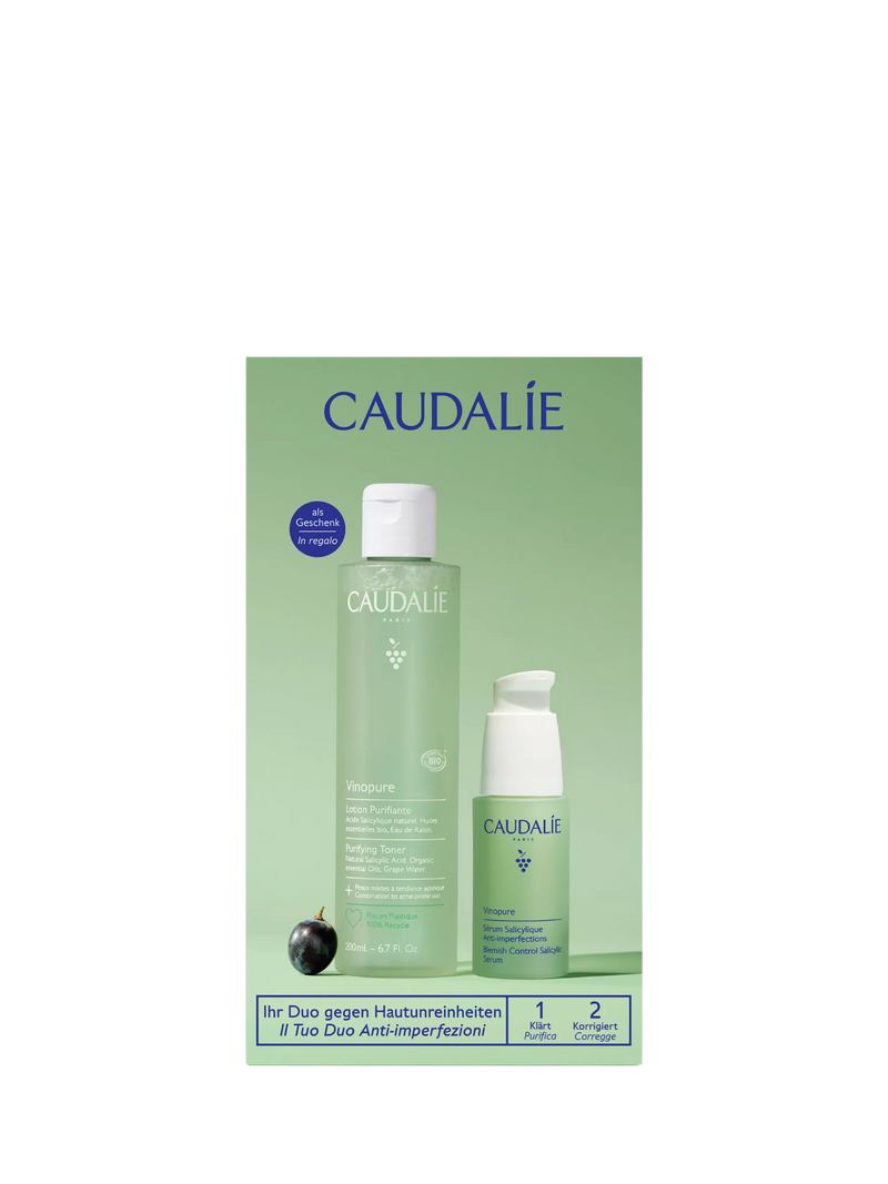Caudalie Vinopure Serum & Toner Duo 230ml skincare gift set, UK version