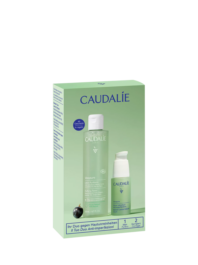 Caudalie Vinopure Serum & Toner Duo 230ml skincare gift set, UK version