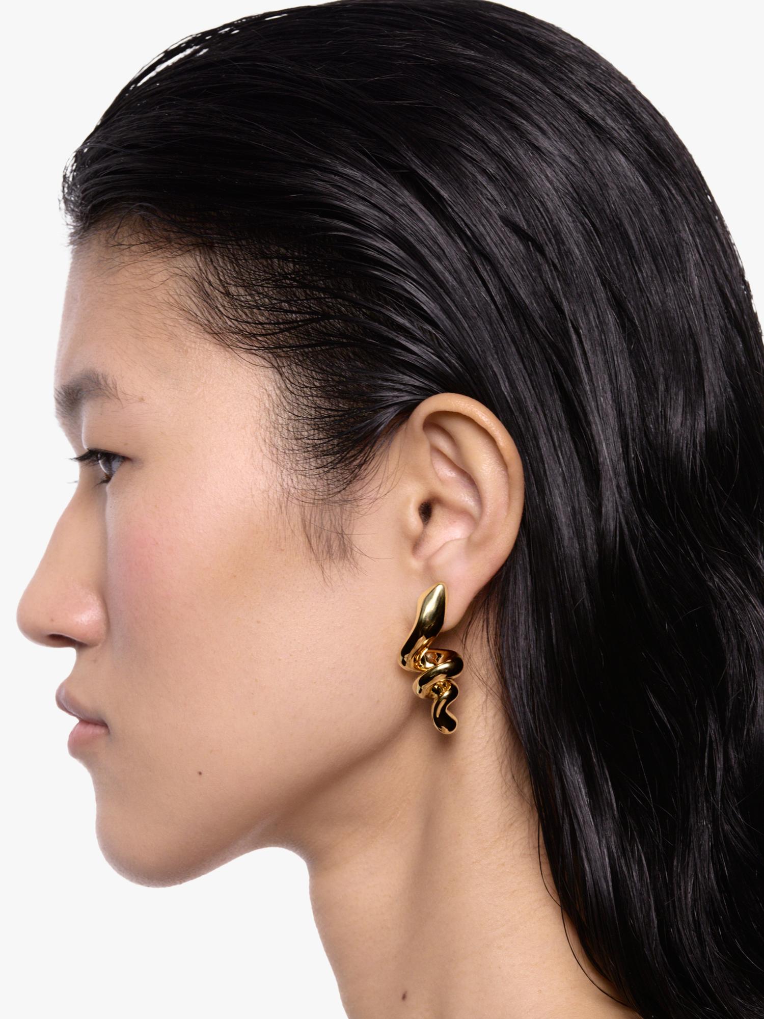 Maria Black coil swirl earrings gold plated, imported from the UK