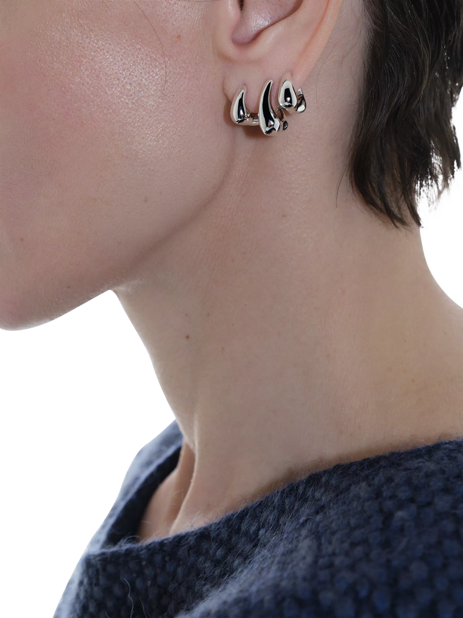 Maria Black recycled sterling silver huggie earrings 1.5cm, imported from the UK