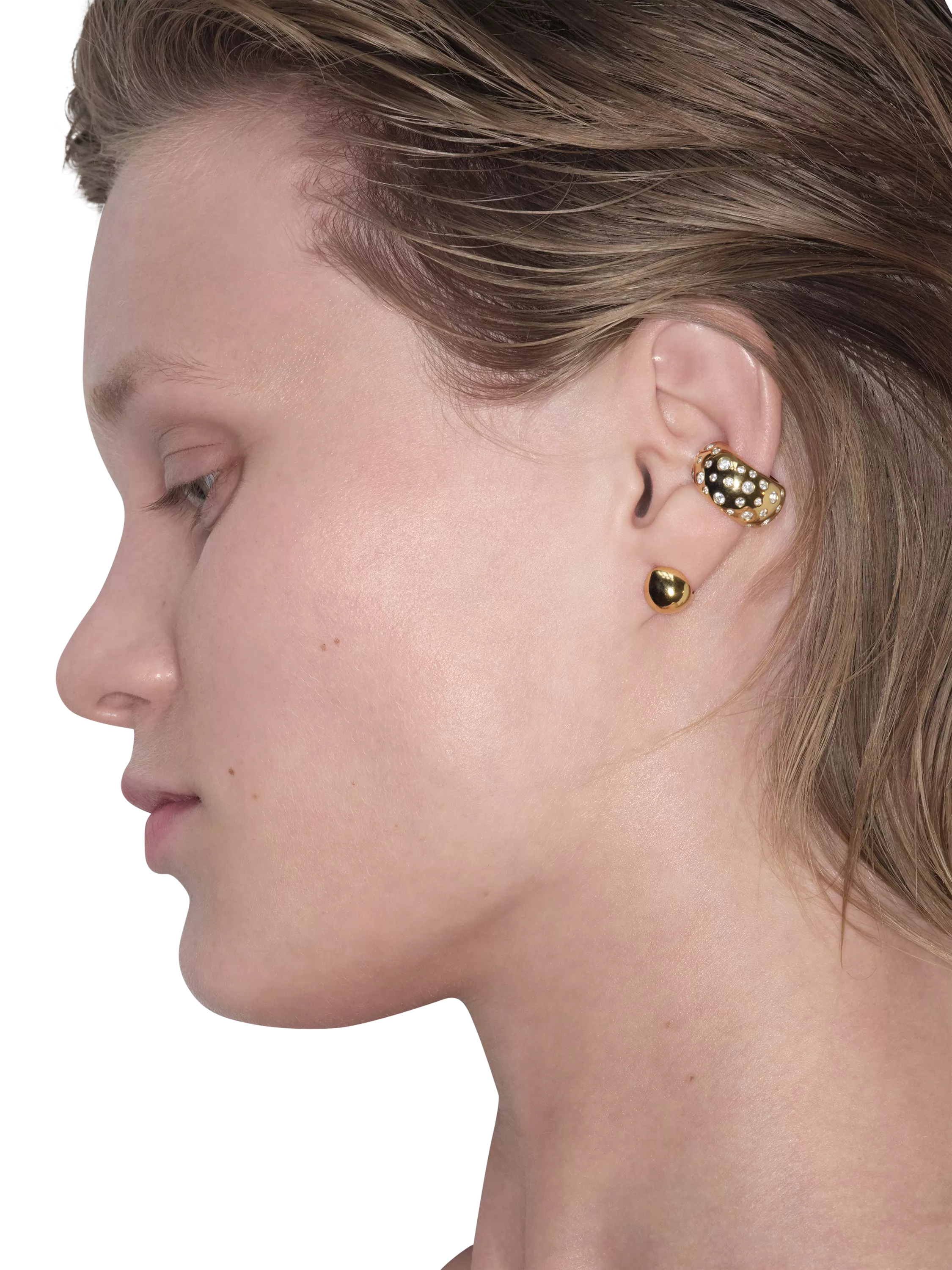 Maria Black gold ear cuff with cubic zirconia, UK version